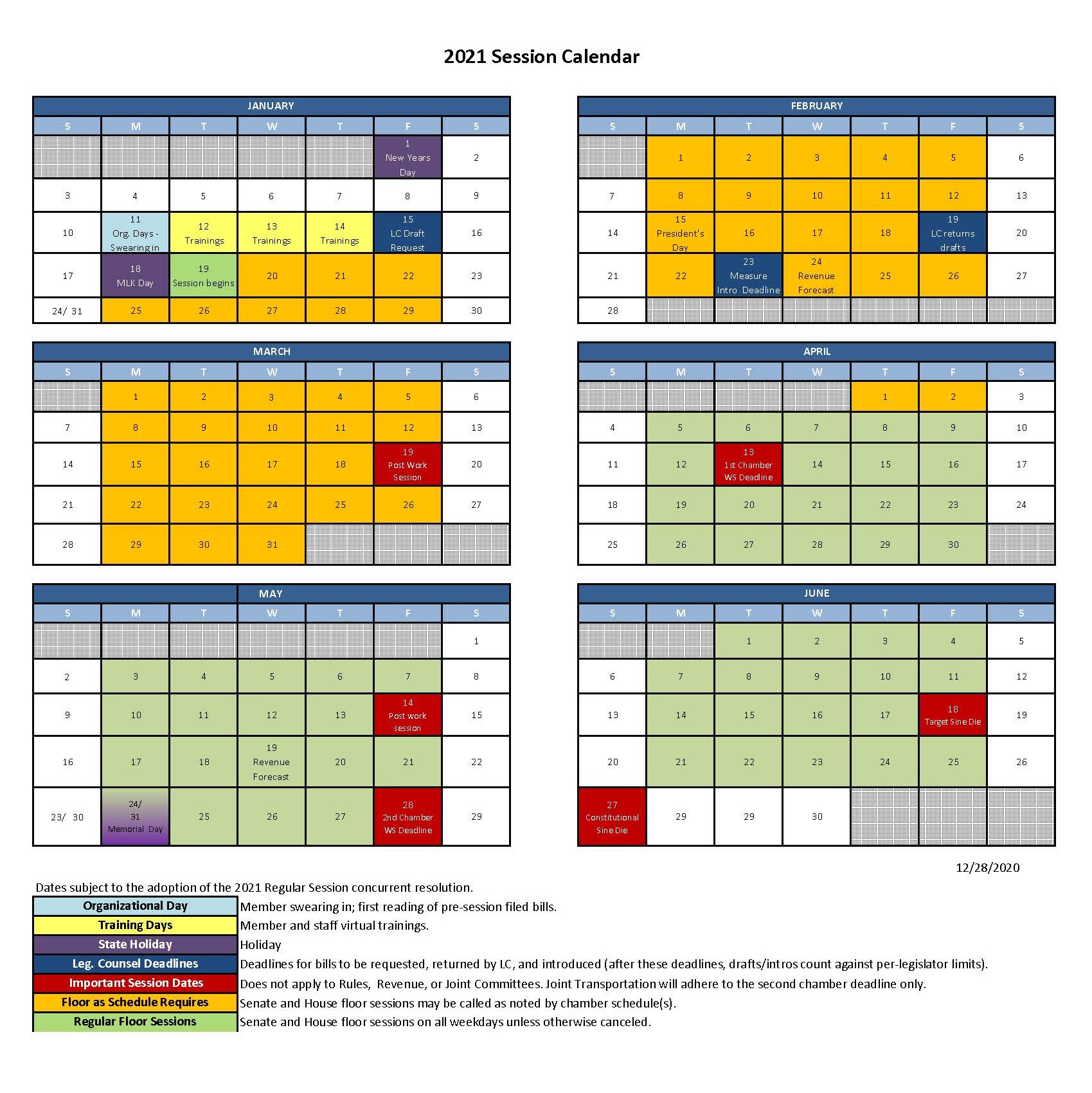 Senate Calendar 2021 Customize and Print